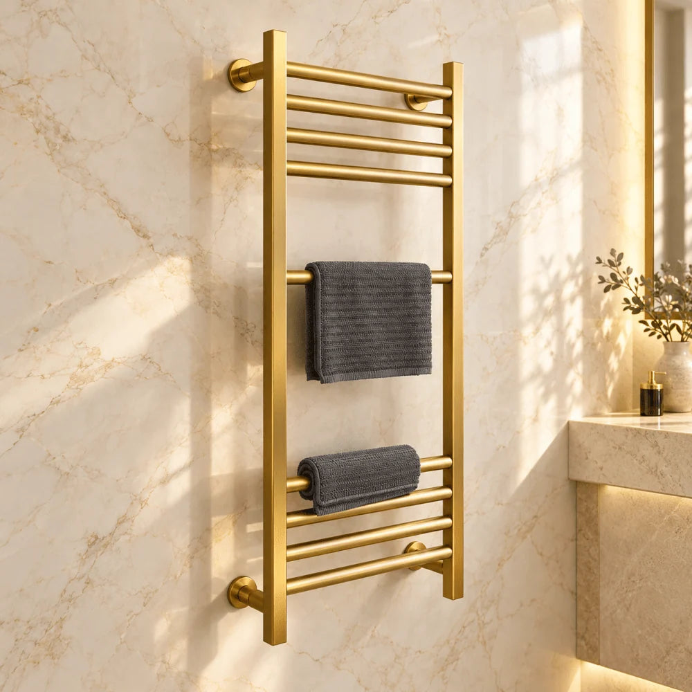 Modern Black Ladder-Style Wall-Mounted Towel Rack